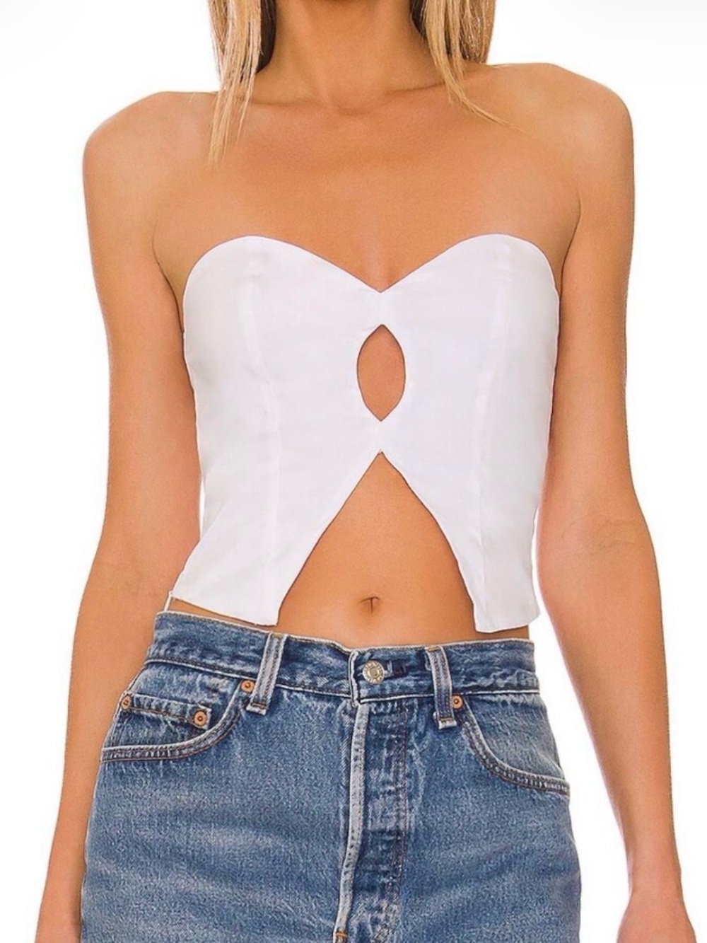 superdown strapless white top
